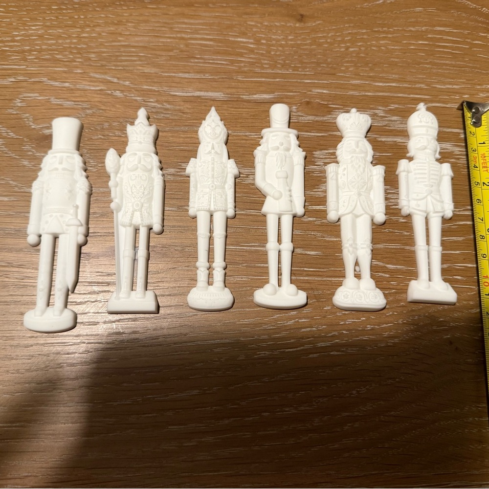 Set of 6 White Nutcracker resin castings